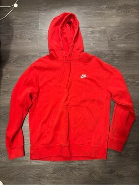 Nike Red Pullover Hoodie with White Logo